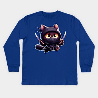 Ninja Cat The Cuteness in Disguise Kids Long Sleeve T-Shirt